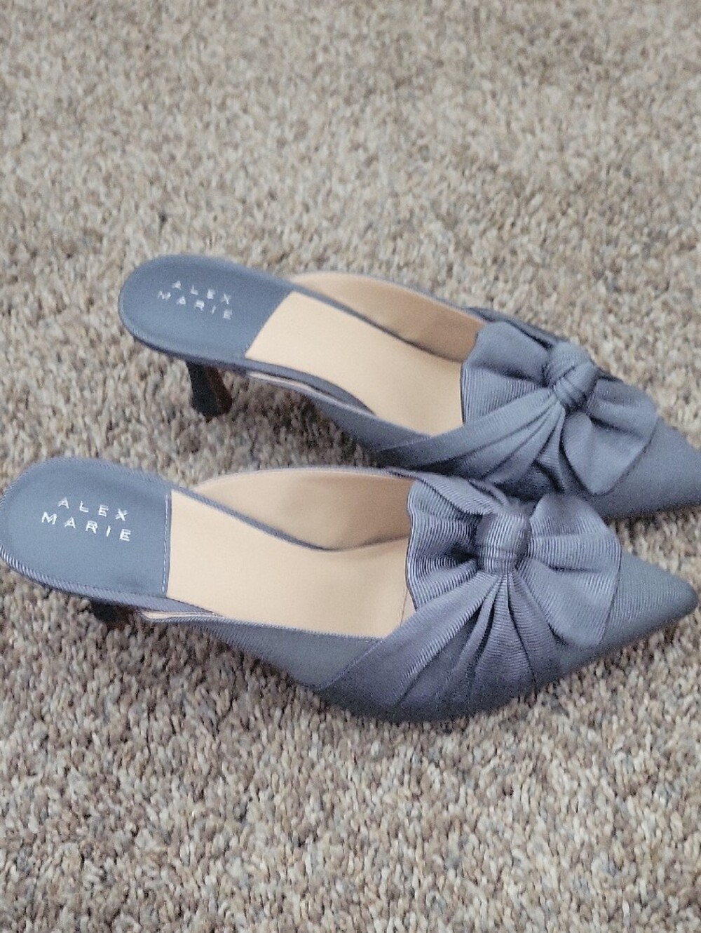 Alex Marie Slate Gray Pointed-Toe Bow Slip-On Mules - Picture 6 of 6